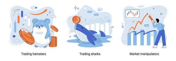 Shark Emerges Water Holds Gold Coins Its Nose Trading Hamsters — Stock vektor