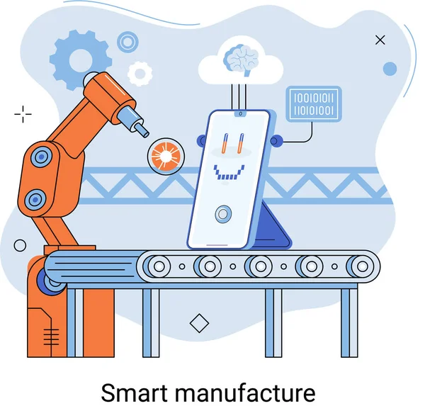 Smart Manufacture Innovative Approach Organization Industrial Production Cyber Physical Systems — Stock Vector