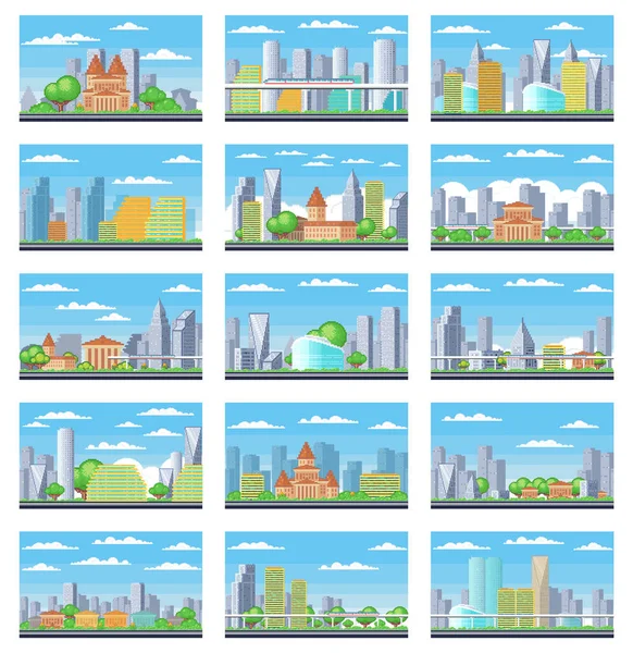 Pixel Művészeti Táj Városi Utcára Néző Bites Városi Park Háttér — Stock Vector