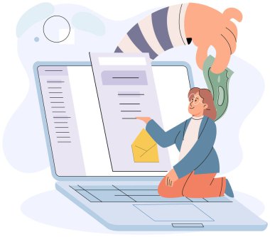 Concept of hacker attack, fraud investigation, internet phishing attack. Fraud prevention. Internet user open scam email. Stealing privacy account and password. Cyber criminal stealing personal data