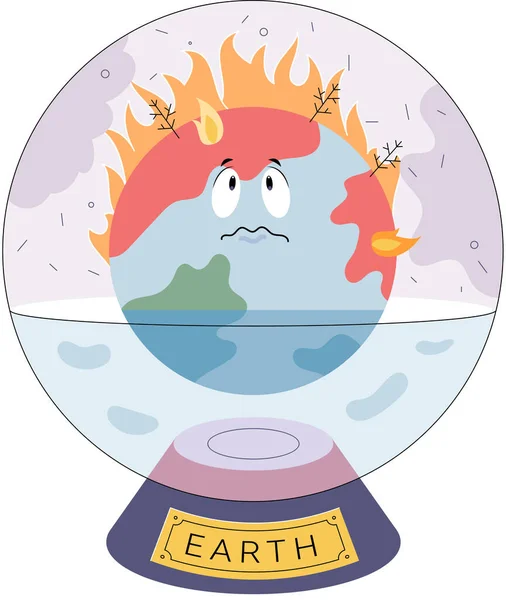 地球温暖化の概念 太陽は地球の大気を加熱し 惑星は気候変動に苦しんでいる 環境生態系の問題 自然災害 気温上昇 氷河の融解 — ストックベクタ