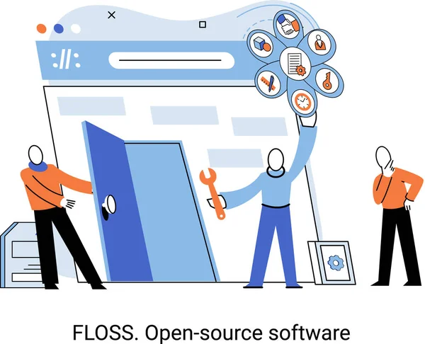 Floss Software Código Abierto Producto Gratuito Que Cualquiera Puede Redistribuir — Archivo Imágenes Vectoriales