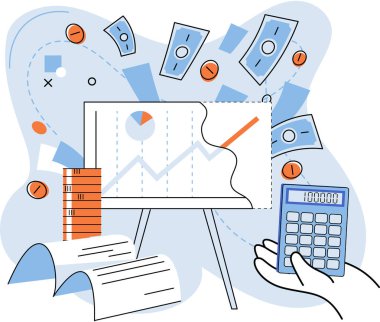 Yatırım analizi, Finansal planlama, Veri analizi, stratejik pazarlama için iş konsepti rapor, para ve muhasebe belgesi üzerinde grafik ve grafikle. Gelir tablosunun incelenmesi