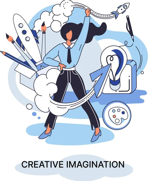 Esprit Créatif Imagination Remue Méninges Idée Originale Concept Une Imagination — Image vectorielle