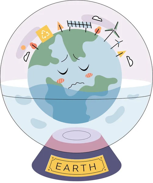 Concept Réchauffement Climatique Élévation Niveau Mondial Des Océans Due Fonte — Image vectorielle