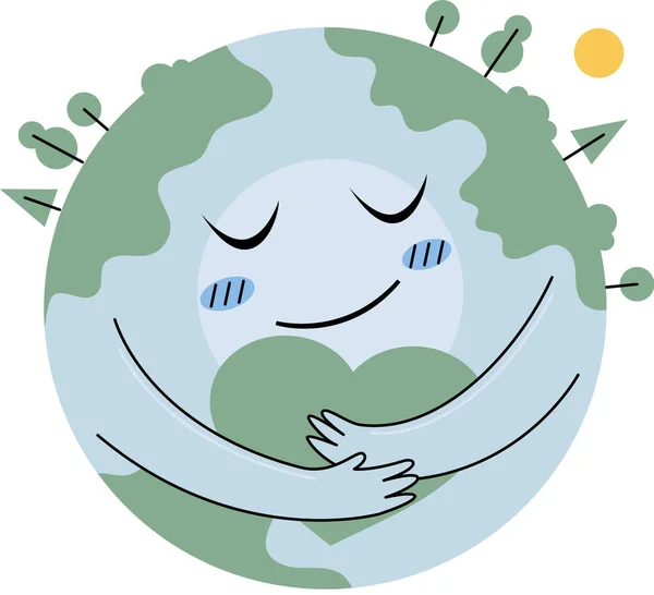 Globe Hug Happy Earth Day Poster Banner Background Eco Friendly — Stock Vector