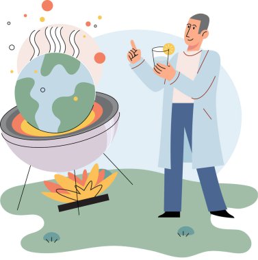 İklim değişikliği. Küresel ısınma felaketi, Dünya 'nın yanan ateşiyle ilgili insan aktiviteleri kavramı yüzünden. Antropojenik eylemler, fosil yakıtların yanması, modern ısınmanın nedeni buhar gazlarının artmasıdır.