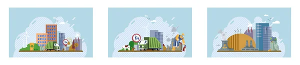 Unsortierter Müll Müll Und Müllsäcke Liegen Auf Müllkippen Herum Tag — Stockvektor
