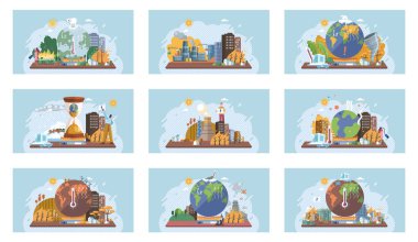 Metafor iklim değişikliği, küresel ısınma ve su krizi. Gezegen sıcaklığını ölçüyorum. Küresel ısınma, sera, eriyen buz, toprak kirliliği ve felaket. Plastik kirliliği ve ekoloji sorunları