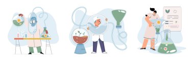 Doktor şifalı bitkileri kontrol ediyor. Doğal bitkisel ilaç seçimi. Doğal ilaç araştırması yapan bir bilim adamı. Yeşil bitkisel tıp araştırma laboratuvarı. Bilim adamı doktor alternatif şifalı bitkiler yapıyor.