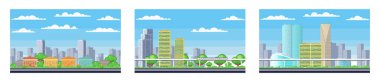 Piksel sanat manzarası. Şehir manzaralı, 8 bit şehir parkı yolu, arka planda binalar ve pikselli evler, pikselli şehir manzaralı. Pikselli sahne, pixelation oyun seviyesi, 8 bit şehir