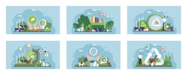 Halk eylemcileri ve çevre gönüllüleri, doğayı korumak, gezegenle ilgilenmek. Ekoloji problemi, üretim ve yeşil enerji tasarrufu. Sıfır atık, geri dönüşüm, çevre dostu araçlar, çevre koruma günü