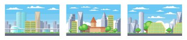 Piksel sanat manzarası. Şehir manzaralı, 8 bit şehir parkı yolu, arka planda binalar ve pikselli evler, pikselli şehir manzaralı. Pikselli sahne, pixelation oyun seviyesi, 8 bit şehir
