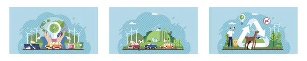 Consommation Énergie Verte Durable Partir Ressources Recyclables Pour Protéger Environnement — Image vectorielle