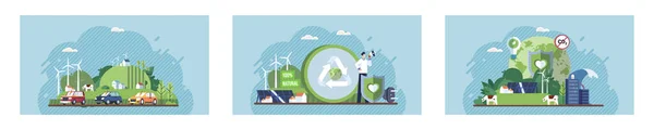 Cero Residuos Reciclaje Herramientas Ecológicas Protección Del Medio Ambiente Día — Archivo Imágenes Vectoriales