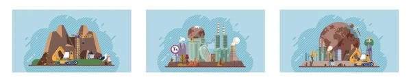 Nsanlardan Gelen Toksik Atık Endüstriler Kirlilikten Etkilenen Şehirler Kirlilik Yaratır — Stok Vektör