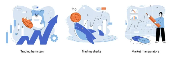 Shark Emerges Water Holds Gold Coins Its Nose Trading Hamsters — 스톡 벡터