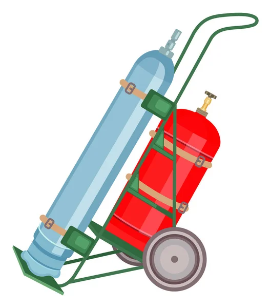 气缸矢量罐 丙烷瓶子图标容器 氧气筒储油罐 带有易燃标志的气球 燃油金属安全 安全的丁烷和丙烷 氧气设备 — 图库矢量图片