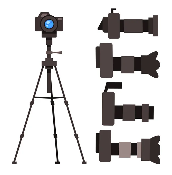 아이콘 모음은 배경에서 분리되어 고해상도 카메라 리모델 사이드 디지털 카메라 — 스톡 벡터