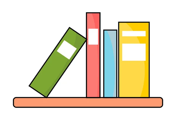 Vetor Ícone Simples Estante Com Coleção Conjunto Livros Coloridos Pastas —  Vetores de Stock