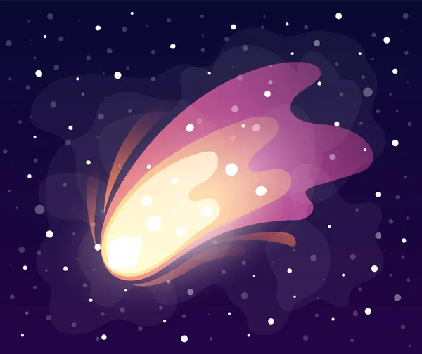 Meteorite Spaziale Cometa Sfondo Stelle Luminose Concetto Icona Dello Spazio — Vettoriale Stock