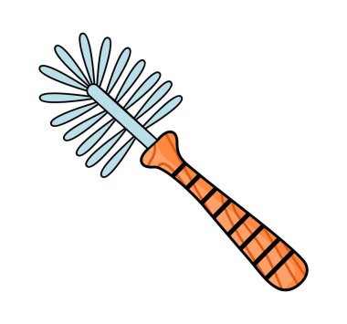 Çizgi film tarzında vektör simgesi beyaz arkaplanda izole edildi. Şişe ya da nargile için ahşap fırça, çevre dostu kavram. İçerideki temizlik için fırça kullan. Cihaz, her gün kullanmak için ıslak fırça.