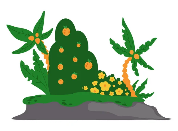 Simboluri Tradiționale Ale Insulei Jeju Copac Verde Fructe Dulci Portocale — Vector de stoc