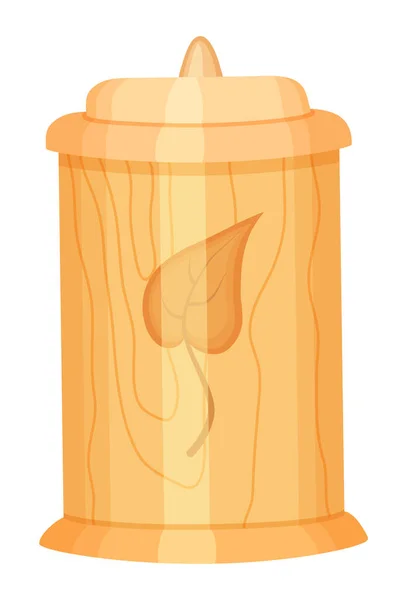 用于散装产品 盐或蜂蜜的隔离木制容器或罐子的Web图标 白色背景的厨房用具 用卡通风格的矢量图解 自然产品的概念 — 图库矢量图片