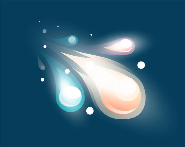 Elemento Gioco Spaziale Oggetto Spaziale Luminoso Cartone Animato Cometa Vola — Vettoriale Stock