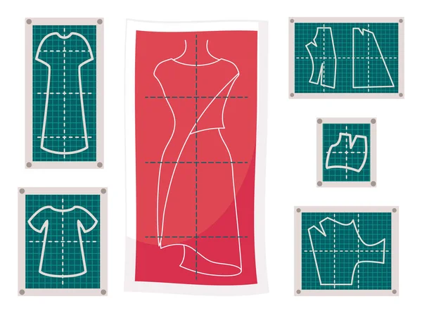 Modèle Tailleur Bande Dessinée Vêtements Mode Modèle Robe Élégante Pull — Image vectorielle