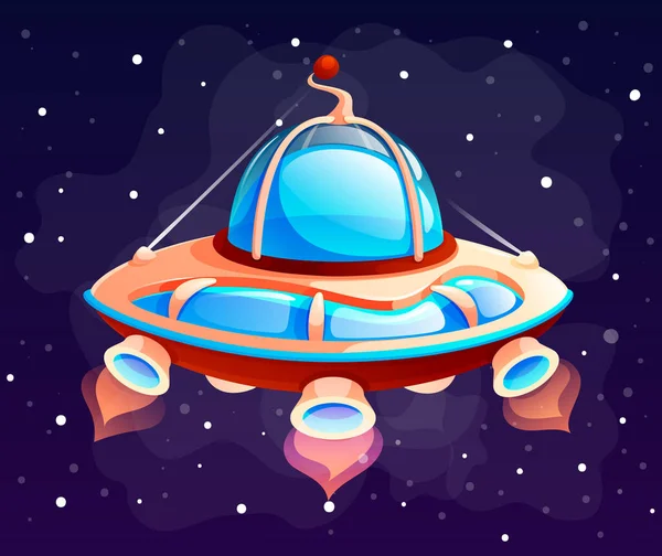 Elemento Jogo Espacial Cartoon Espaço Objeto Nave Espacial Disco Voador — Vetor de Stock