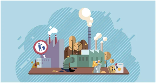 Industrias Que Generan Contaminación Ciudades Que Ven Afectadas Por Contaminación — Vector de stock