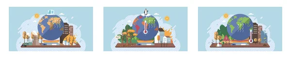 Metafora Cambiamento Climatico Riscaldamento Globale Crisi Idrica Misurare Temperatura Del — Vettoriale Stock