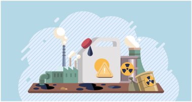 Dünya gezegeni duman, plastik, çöp içinde. Zehirli hava kirliliği. CO2 'nin sera etkisi. Dünya 'yı yok etme sebepleriyle. Gezegeni kurtarmak, Dünya Çevre Günü. Ekolojik felaket. Dünyayı Kaydet