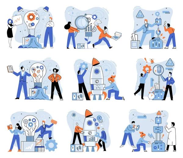 Team Solving Problems Problem Solving Union Teamwork Collaborating Find Idea — Stock Vector