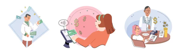 Een Cashless Betaling Vector Illustratie Nfc Technologie Zorgt Voor Naadloze — Stockvector