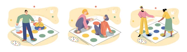 Jogo Juntos Diversão Familiar Hora Amizade Ilustração Vetorial Tempo Família — Vetor de Stock