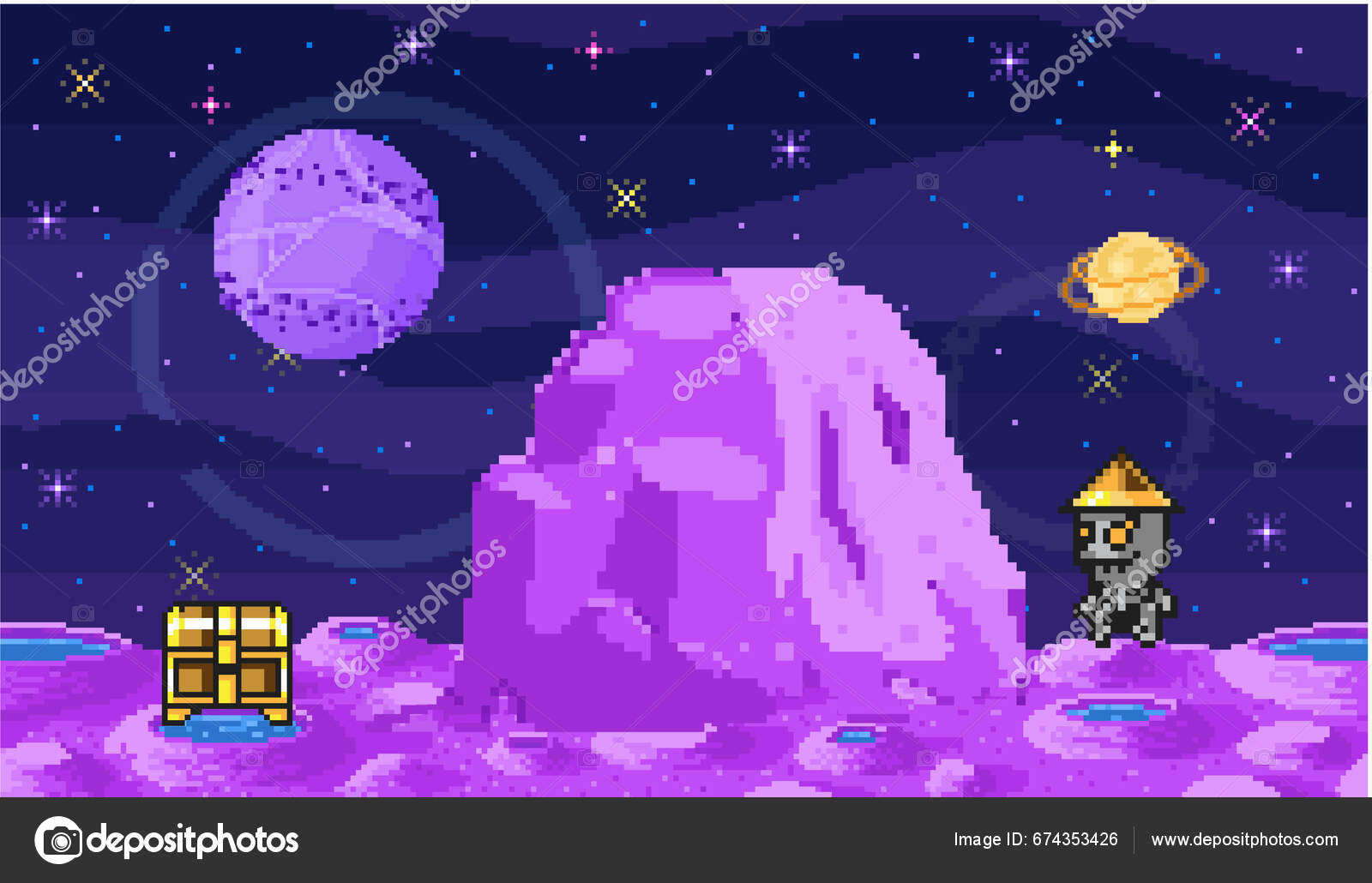 Characters space war game in pixel art style Vector Image