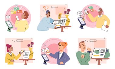 Nakitsiz ödeme. Vektör çizimi. Temassız ödemelerin basitliği ve hızı onları meşgul tüketiciler arasında popüler kılar kablosuz ödeme sistemleri güvenli olması için şifreleme teknolojisini kullanır