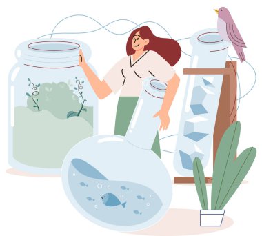 Bilim adamları doğayı incelemek için araştırma yapıyorlar, laboratuvar analizleri yapıyorlar. Eğitim, botanik, mikrobiyoloji. Biyologlar bitkilerin yapısını inceler, deneyler yaparlar. Biyolojik araştırma