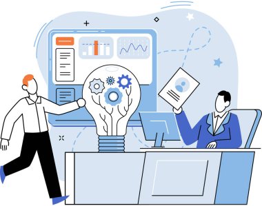 Takım çözme karmaşık problemleri. Takım çalışması vektör çizimi metaforu. Liderlik toplantısı, denetim fikri, işe alım, antrenörlük, yönetim süresi, geliştirme çözümleri çalışma, takım çalışması ve heyet