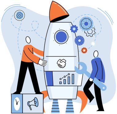 Yeni fikirler bulmak, karmaşık problem çözmek. Çözümler için takım çalışması. Roketin yanında çalışan minyatür insanlar takımı. Danışman ya da yönetici zorluğu anlar ve karar vermek için mekanizmayı bulur