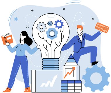 Takım çözme karmaşık problemleri. Takım çalışması vektör çizimi metaforu. Yeni fikirler bulmak, iş arkadaşlarını çözmek, fikirleri birleştirmek, takım çalışması, sorunları çözen insanlar, iş geliştirme zamanı.