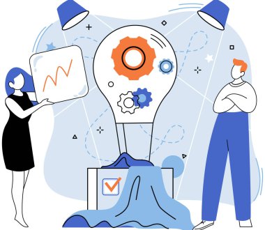 Takım çözme karmaşık problemleri. Takım çalışması vektör çizimi metaforu. İş çözümleri, başlangıç sorunları, organizasyon planlama ve strateji bölümleri proje çalışma sorunu için bir araya geldiler