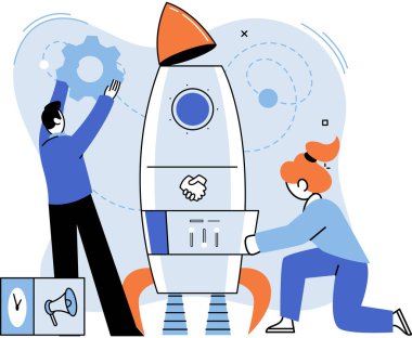 Takım çözme karmaşık problemleri. Takım çalışması vektör çizimi metaforu. Zaman yönetimi ve planlama kavramı, doğru yönetim, iş misyonu, değerler, problem çözmede insan kaynağı, deneyim