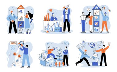 Başarılı bir proje başlatıldı. Vektör çizimi. Bir proje başlatılması, bilinmeyen bir yere ilk yolculuk başarılı bir iş, dayanıklılık ve yenilik vasiyeti proje başlatılması, heyecan verici bir başlangıç.