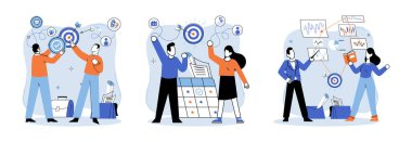 Başarılı bir proje başlatıldı. Vektör çizimi. Proje başlatma yönetimi, projenin pusula yönlendirme rotası bir proje başlatma, yeni yolculuk bildirgesi başarılı bir iş, hesaplanmış amblem