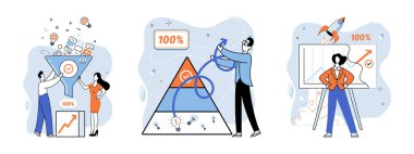 Başarılı bir proje başlatıldı. Vektör çizimi. Projenin başlatılması, girişimci dünyada yeni bir girişimin doğuşu bir kalkınma projesi fikri, bu yenilik projesinin başlatılması meşalesini ateşliyor