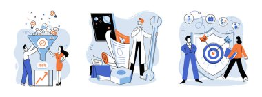 Başarılı bir proje başlatıldı. Vektör çizimi. Bir geliştirme projesi fikri, potansiyel oyun değiştirici proje başlatma yönetimi, direksiyon yönlendirme projesi başarıya doğru