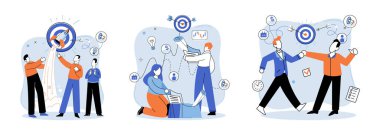 Başarılı bir proje başlatıldı. Vektör çizimi. Başarılı bir iş, sarsılmaz bir bağlılık ve azmin sembolü Proje başlatılışı, fırsatlarla dolu bir yolculuğun başlangıcı